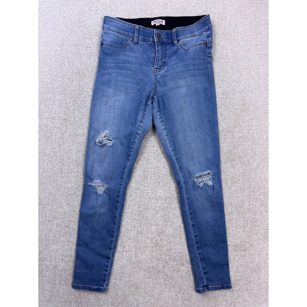 Juicy Couture Womens 4S Distressed Skinny Jeans Medium Wash Ripped Denim